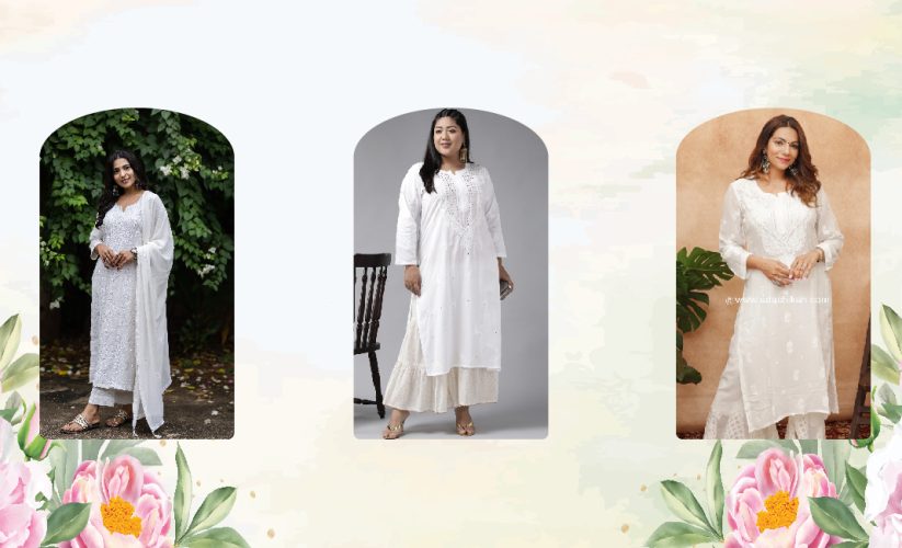 White Chikankari Kurta Sets