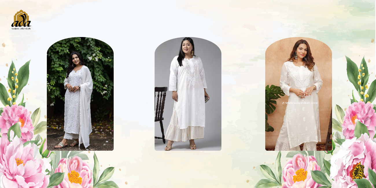 White Chikankari Kurta Sets