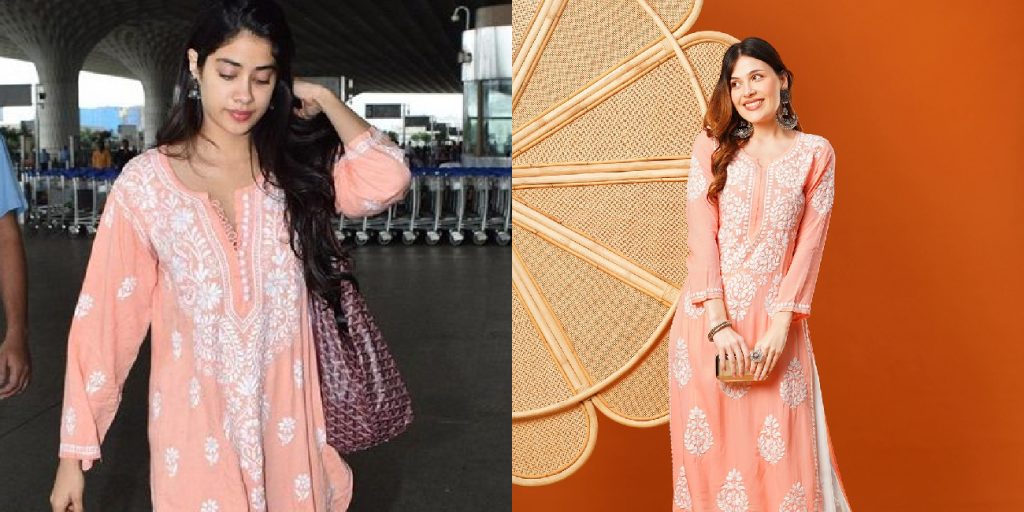 Janhvi Kapoor: Effortless Elegance in a Salmon Chikankari Kurta