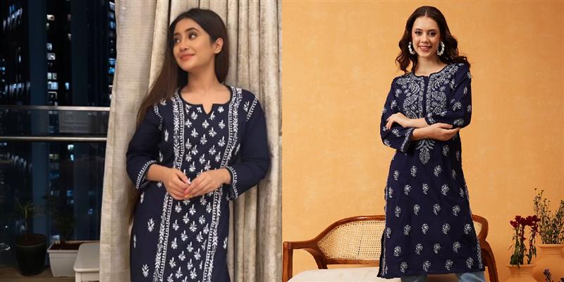 Shivangi Joshi: Understated Charm in a Navy Blue Chikankari Kurti