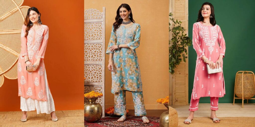 Chikankari Kurtis for Durga Ashtami Celebrations