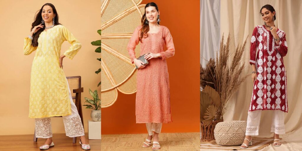 Chikankari Kurtis for Durga Ashtami Celebrations