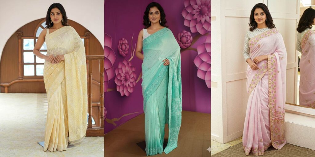 Ada Chikan Chikankari Saree
