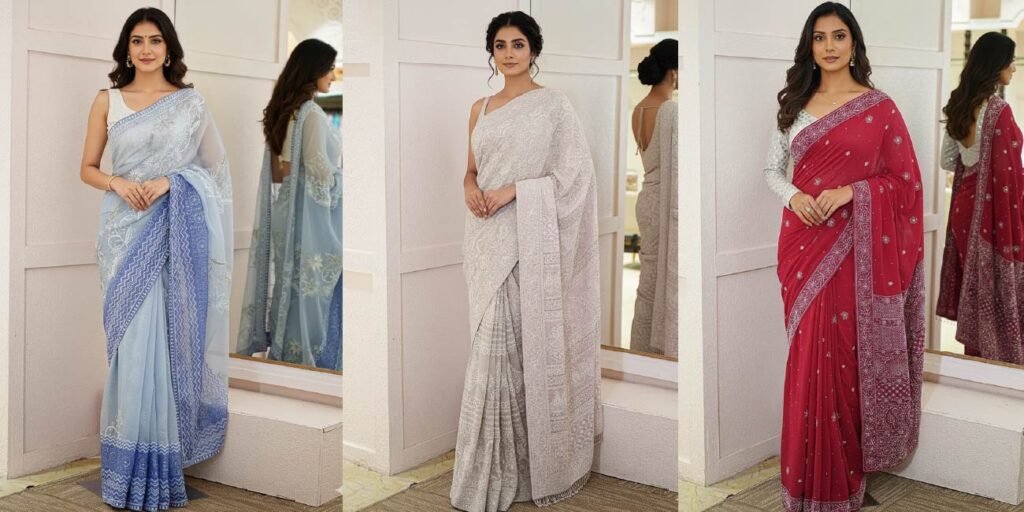 Ada Chikan Chikankari Saree Styling Guide: Wedding Guest Outfits for Day vs Night Functions
