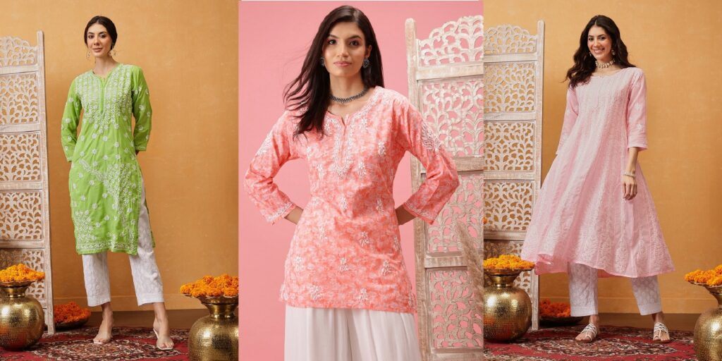 chikan anarkali dress