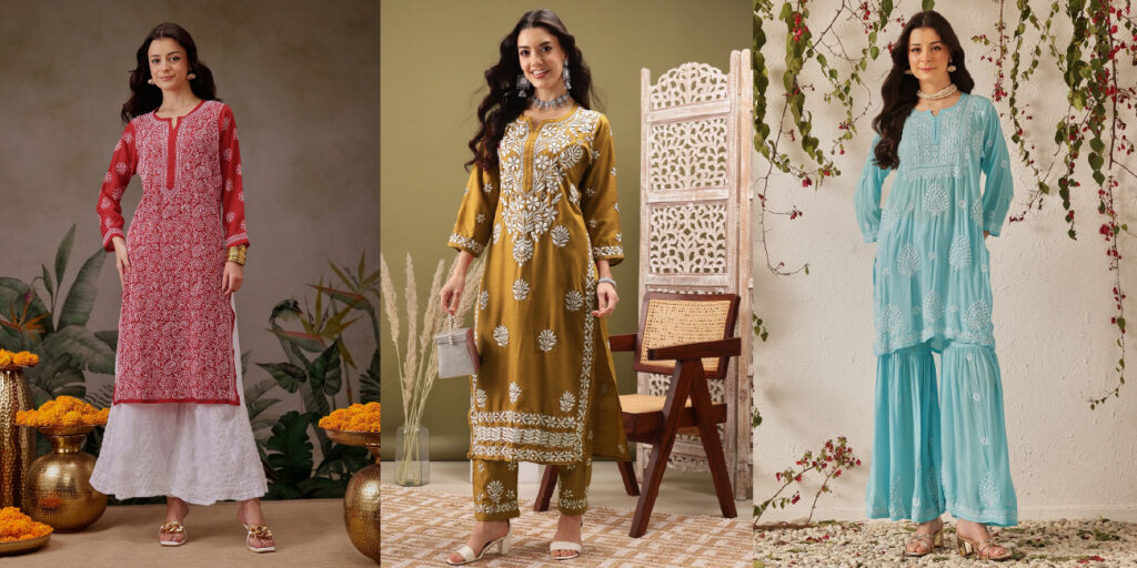 pastel chikankari co-ord set lightweight summer fashion