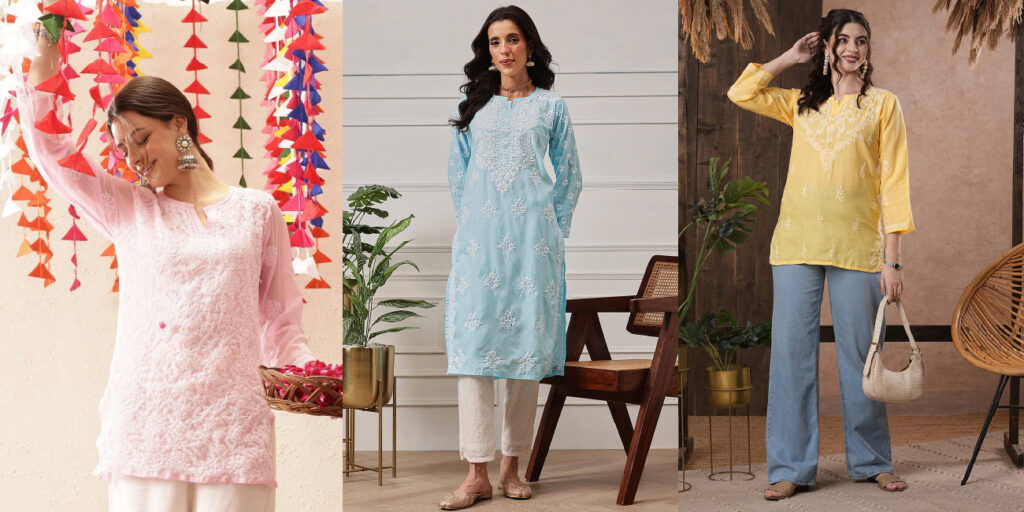 cotton chikankari kurti breathable summer wear