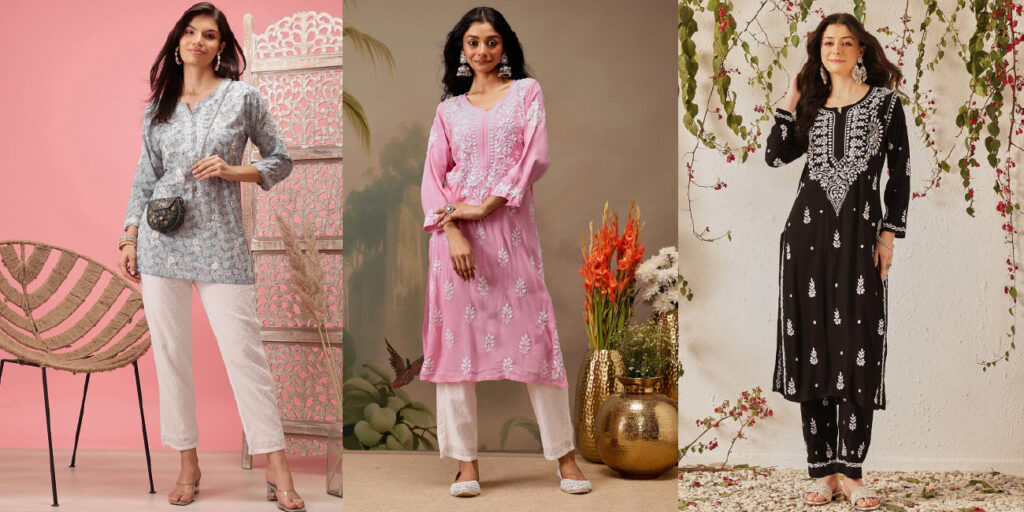 pastel chikankari kurta office wear styling for women