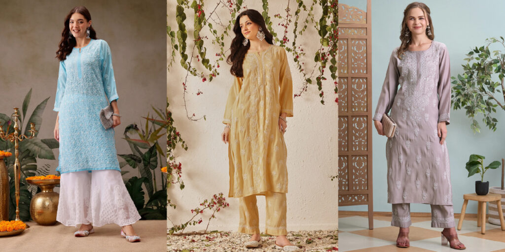 chikankari palazzo co-ord set elegant ethnic wear for women