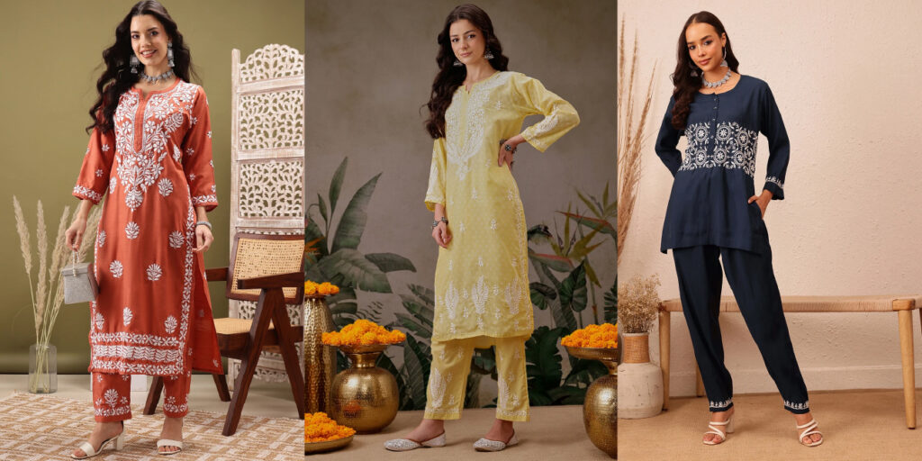 chikankari palazzo set breathable ethnic wear for women