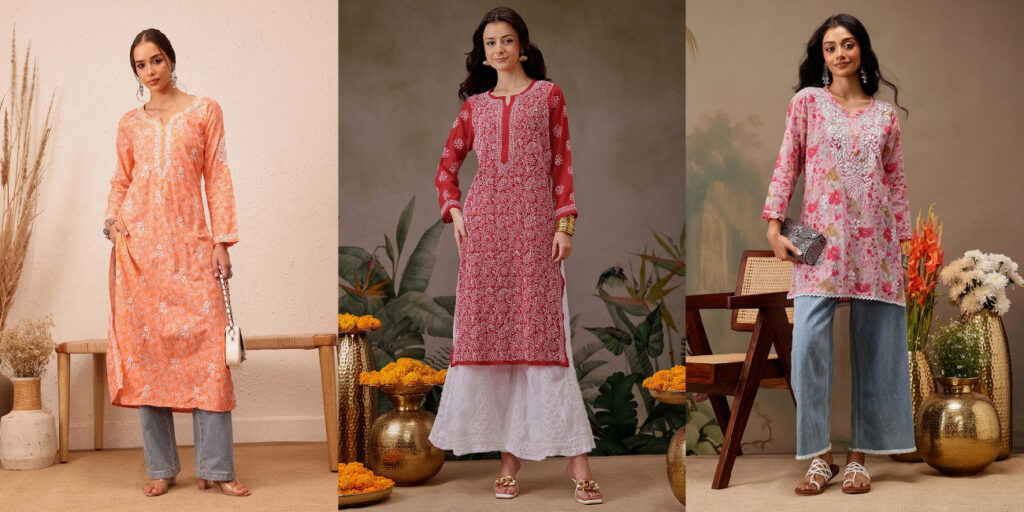 cotton chikankari kurti breathable summer wear for women